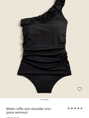 NWT J. Crew Black One-Shoulder Ruffle Swimsuit